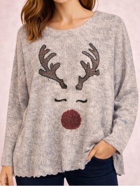 Women’s Plus Size Reindeer Knit Sweater - Size 5X